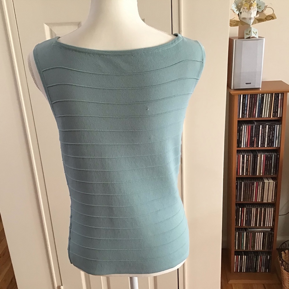 Cable & Gauge Light Blue Elegant Knit Sleeveless Top Summer Office - Picture 2 of 9